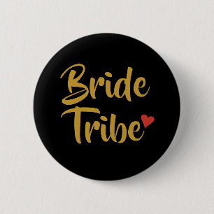 Badge Rond 5 Cm Tribu de la mariée cœur rouge