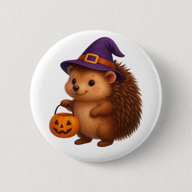 Badge Rond 5 Cm Trick or Treat Hedgehog (Devant)