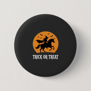 Badge Rond 5 Cm Trick or Treat Sorcière Licorne Halloween Design_1