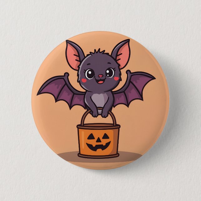 Badge Rond 5 Cm Trick ou traitement chauve-souris (Devant)