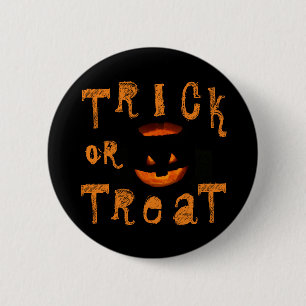 Badge Rond 5 Cm Trick ou Treat Citrouille