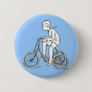 Badge Rond 5 Cm Tricycle d'antiquité d'équitation de garçon