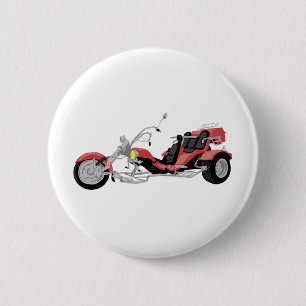 Badge Rond 5 Cm tricycle rouge de moto
