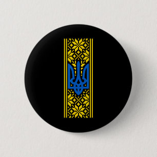 Badge Rond 5 Cm Trident d'Ukraine Costume Vyshyvanka Président Zel
