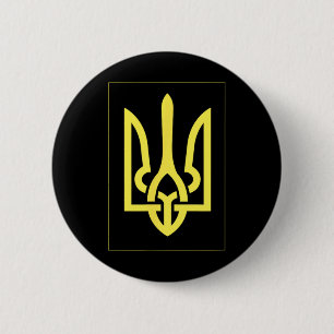 Badge Rond 5 Cm Trident ukrainien d'Ukraine