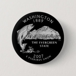 Badge Rond 5 Cm Trimestre de l'État de Washington Noir