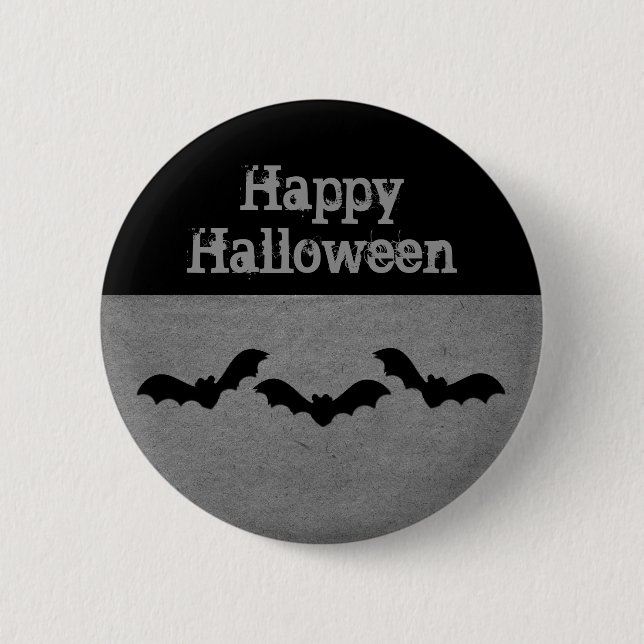 Badge Rond 5 Cm Trio de chauves-souris Bouton d'Halloween, gris (Devant)