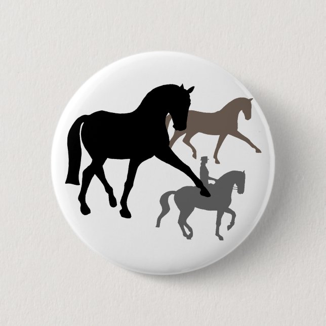Badge Rond 5 Cm Trio de chevaux de dressage (Devant)