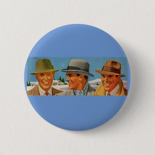 Badge Rond 5 Cm Trio fedora des années 1950