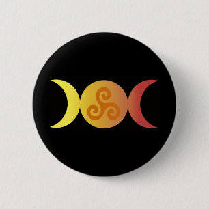 Badge Rond 5 Cm triple lune un triskell noir