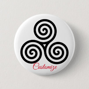 Badge Rond 5 Cm Triple Spirales Noires Thunder_Cove