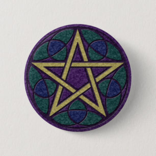 Badge Rond 5 Cm Triquetra de Pentacle pourpre