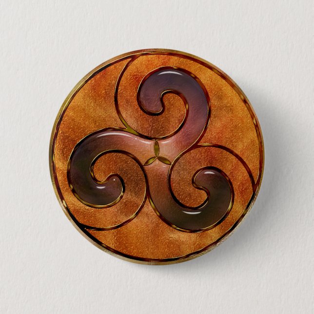 Badge Rond 5 Cm triskele celtique sur l'or (Devant)