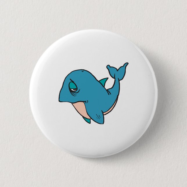 Badge Rond 5 Cm triste petite baleine (Devant)