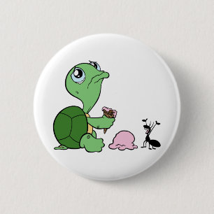 Badge Rond 5 Cm Triste Tortue Joyeuse Ant