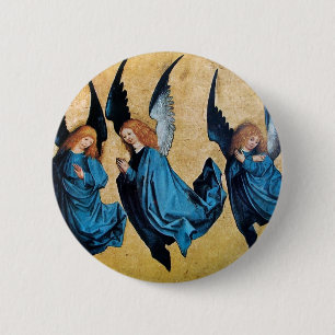 BADGE ROND 5 CM TROIS ANGES EN BLEU