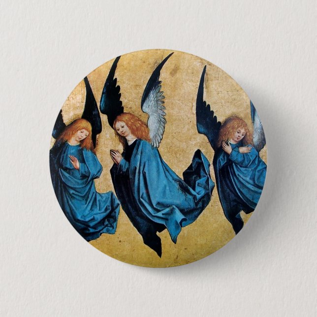 BADGE ROND 5 CM TROIS ANGES EN BLEU (Devant)