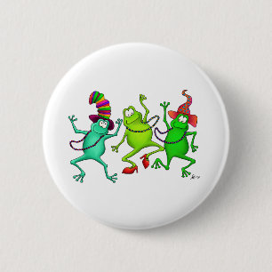 Badge Rond 5 Cm Trois Grenouilles Danseuses