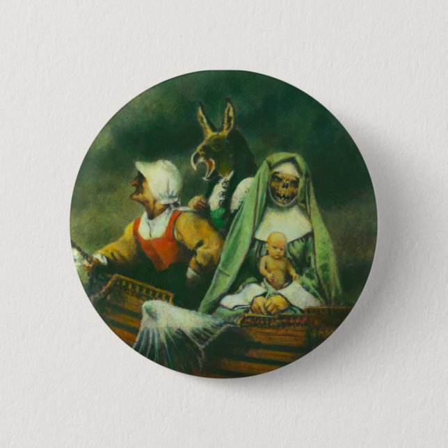 Badge Rond 5 Cm Trois Sorcières (Devant)