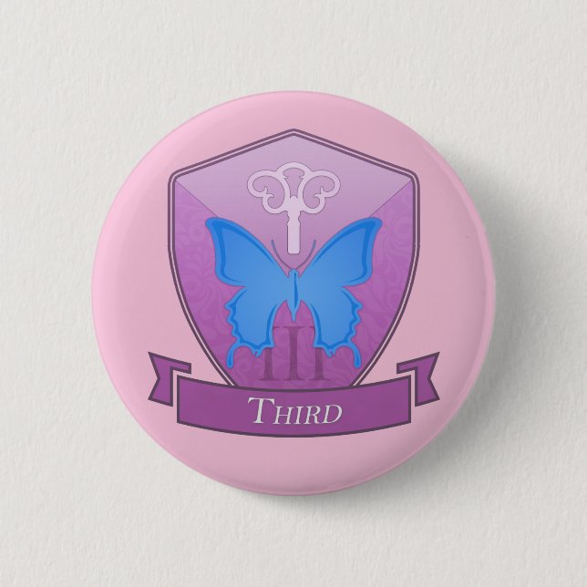 Badge Rond 5 Cm Troisième - Épingle de l'école Mt. Calibeen (Devant)