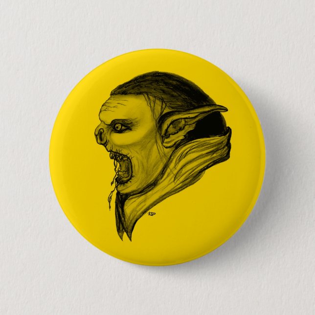 Badge Rond 5 Cm Troll schwarz gelen design (Devant)