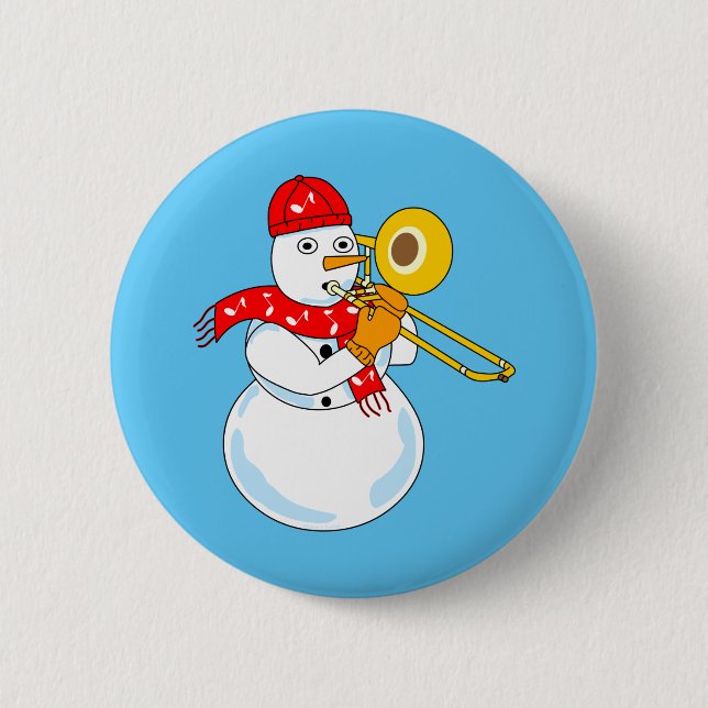 Badge Rond 5 Cm Trombone Snowman (Devant)