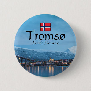 Badge Rond 5 Cm Tromso Norvège Souvenir