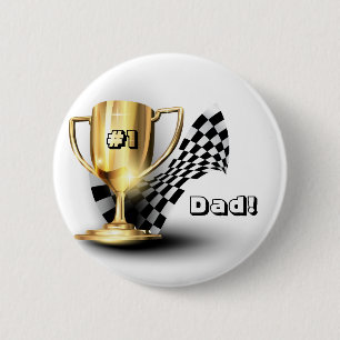 Badge Rond 5 Cm Trophée d'or simple père Fête des pères
