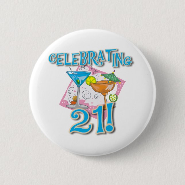 Badge Rond 5 Cm Tropical Celebrating 21 (Devant)