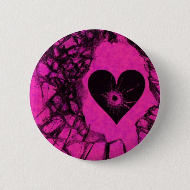 Badge Rond 5 Cm Trou cassé brisé à mon coeur (Devant)