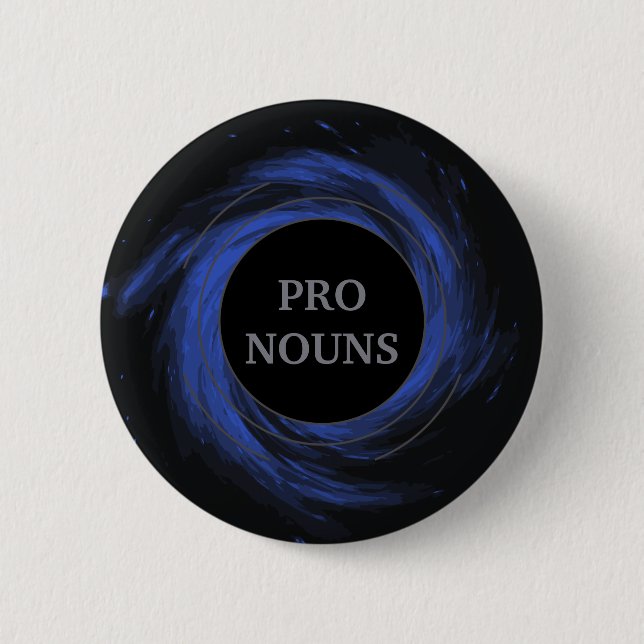 Badge Rond 5 Cm Trou noir personnalisable Gendervoid Pronounes (Devant)