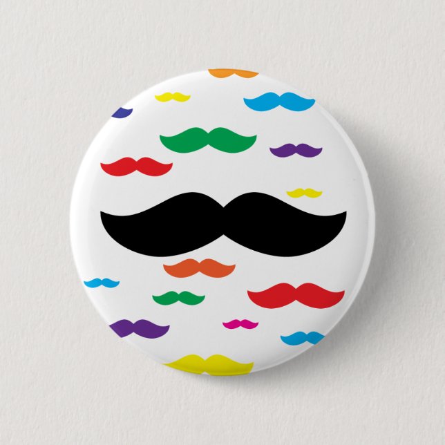 Badge Rond 5 Cm troupeau d'ARC-EN-CIEL de moustache (Devant)