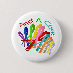 Badge Rond 5 Cm Trouvez les rubans colorés d'un Cancer de