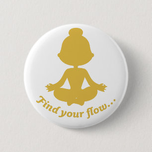 Badge Rond 5 Cm Trouvez votre bouton de flux (jaune)