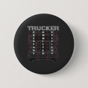 Badge Rond 5 Cm Trucker Acrostique résistant infatigable