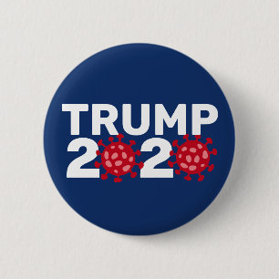 Badge Rond 5 Cm Trump 2020 - Le virus de l'ennui rouge et bleu mar