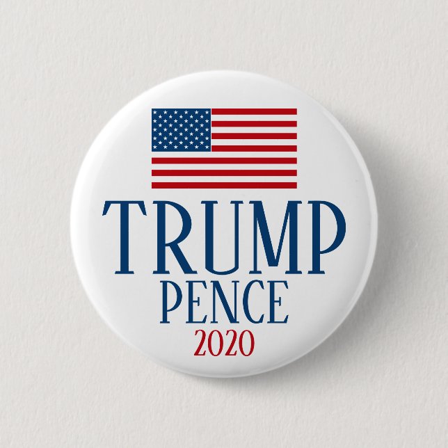 Badge Rond 5 Cm Trump 2020 - Préppy American Flag Rouge Blanc Bleu (Devant)