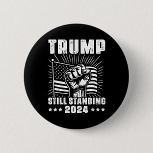 Badge Rond 5 Cm Trump 2024 Drapeau Américain Debout Donald Tru