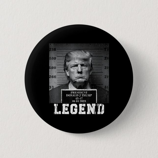 Badge Rond 5 Cm Trump 2024 Mugshot Président Légende (Devant)