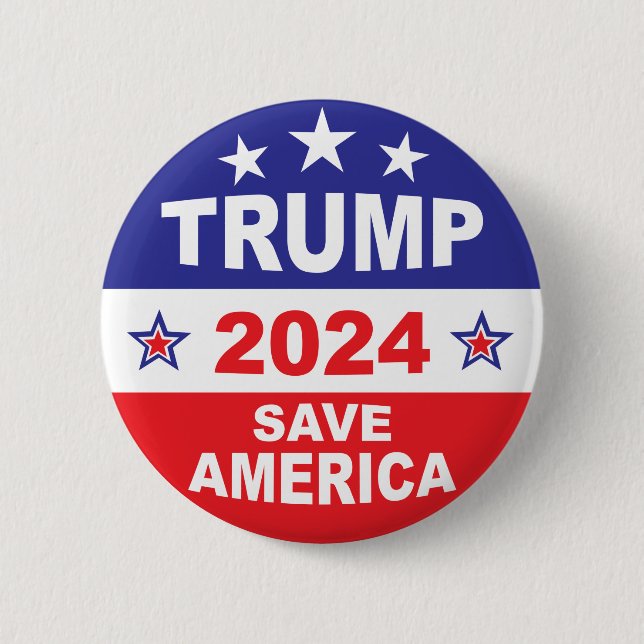 BADGE ROND 5 CM TRUMP 2024 SAVE AMERICA (Devant)