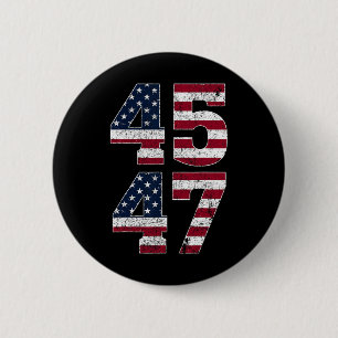 Badge Rond 5 Cm Trump 2024 Vintage 45 47 Avec Drapeau Américain