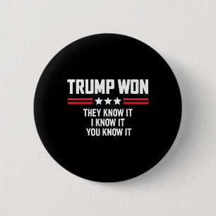 Badge Rond 5 Cm Trump Drôle A Gagné Ils Le Savent Je Le Sais Vous 