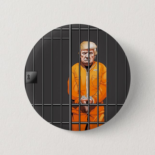 Badge Rond 5 Cm Trump en prison Bouton 2 1/4" (Devant)