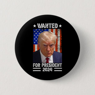 Badge Rond 5 Cm Trump Mug Tiré Recherché Aux États-Unis Président 
