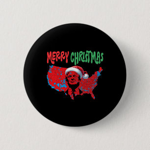 Badge Rond 5 Cm Trump Red Election Map Joyeux Noël Trump Winne