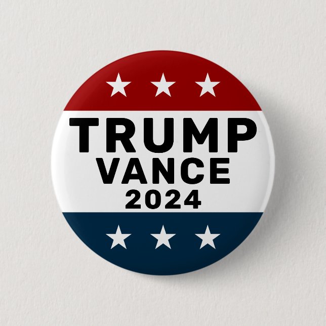 Badge Rond 5 Cm Trump Vance 2024 Classic Star Pinback (Devant)