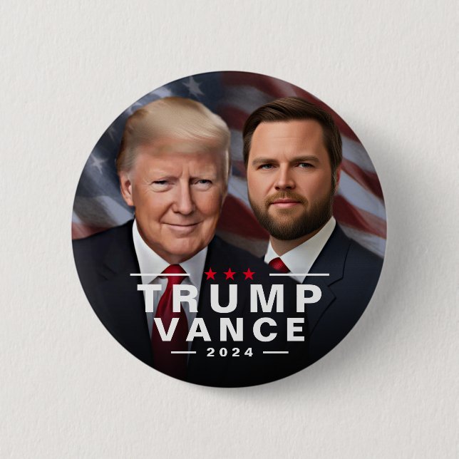 Badge Rond 5 Cm Trump Vance 2024 Président républicain VP (Devant)