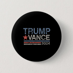 Badge Rond 5 Cm Trump Vance 2024 Retro Stripe Trump Jd Vance