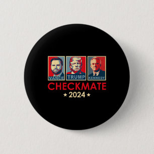 Badge Rond 5 Cm Trump Vance Kennedy Échec et Mat Élection 2025 Rép