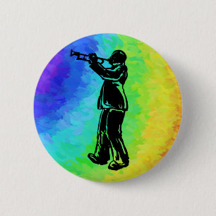 Badge Rond 5 Cm Trumpet New York Boogie Nights Rainbow